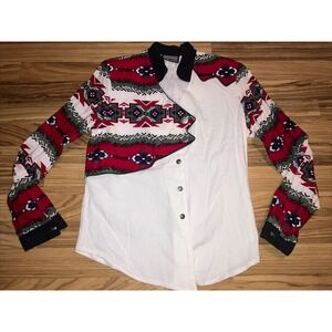 Roughrider Womens Small VTG‎ Western Button Up Aztec Southwest Cowgirl Rodeo 90s